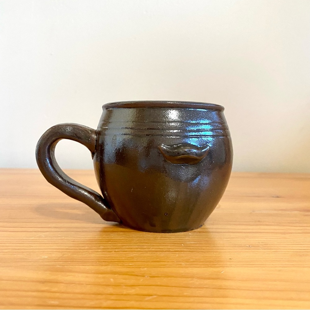 Vintage Handmade Pottery Brown Glaze Coffee Mug Cup Stoneware Artisan